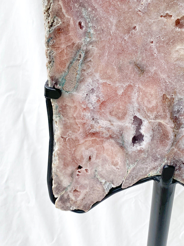 Pink Amethyst Slab on Metal Stand - Unearthed Crystals