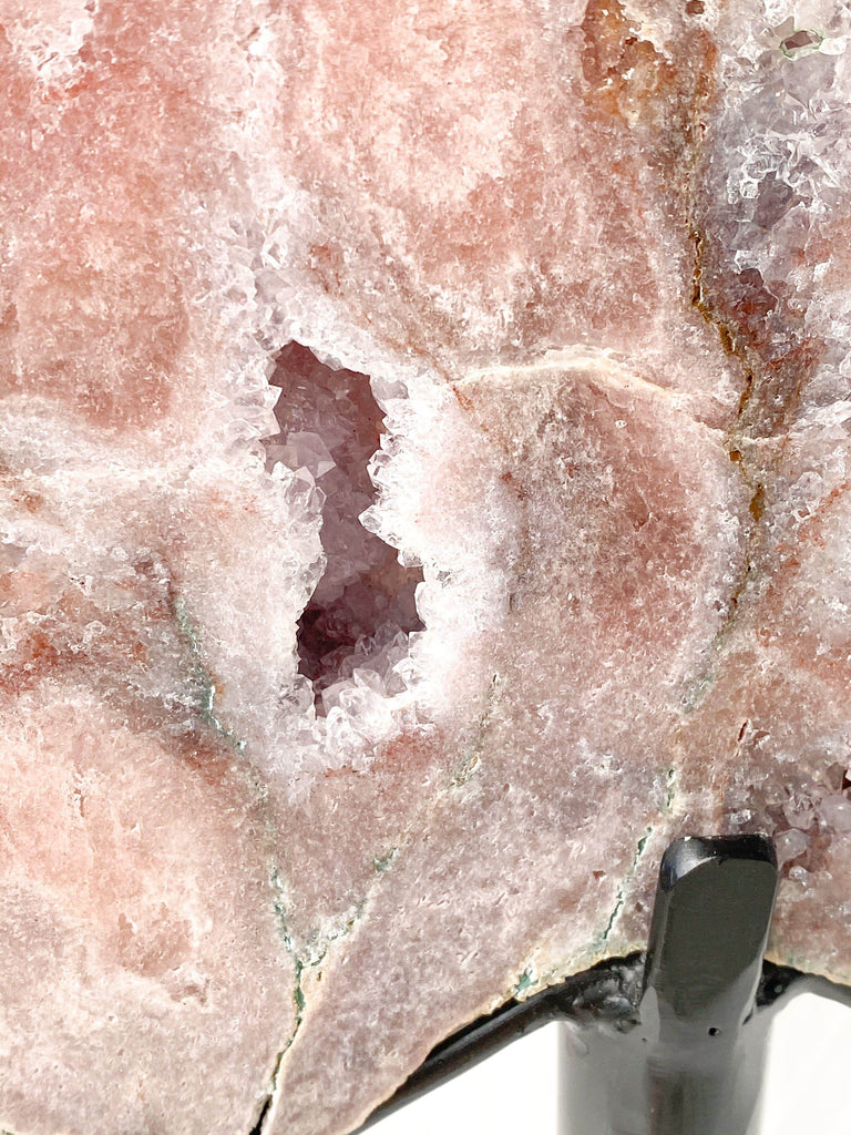 Pink Amethyst Slab on Metal Stand - Unearthed Crystals