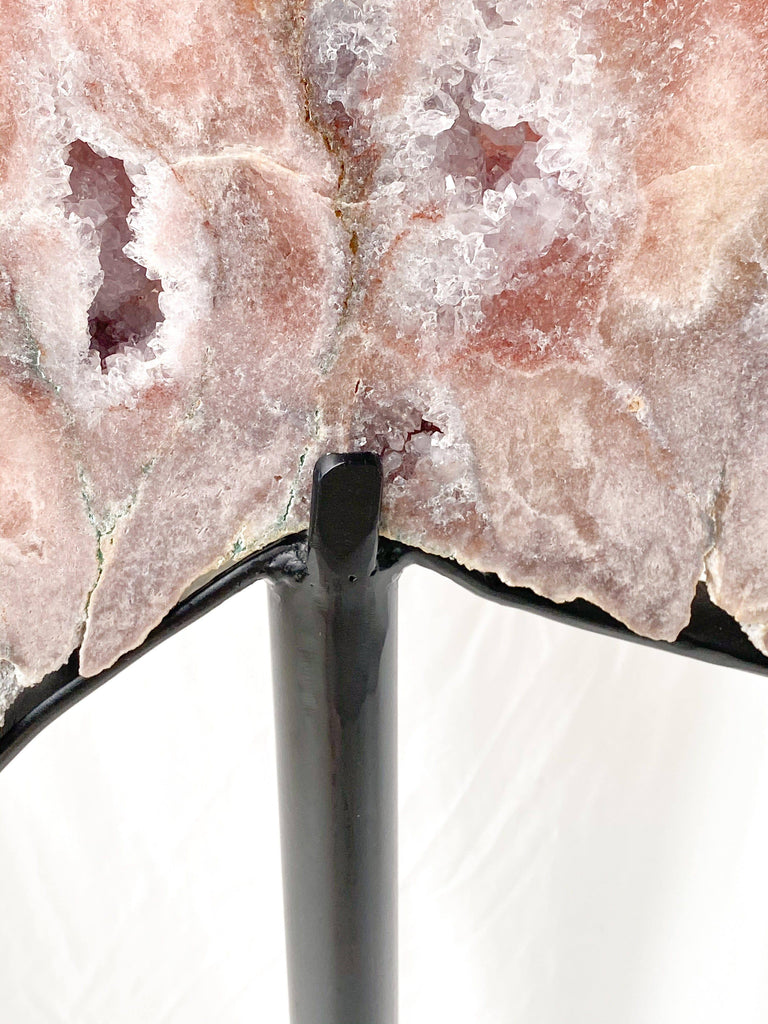 Pink Amethyst Slab on Metal Stand - Unearthed Crystals