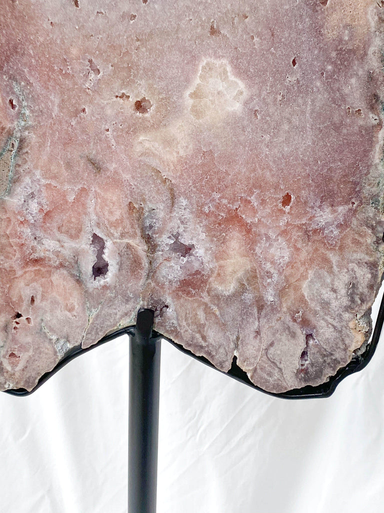 Pink Amethyst Slab on Metal Stand - Unearthed Crystals