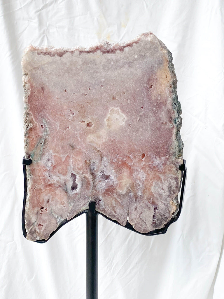 Pink Amethyst Slab on Metal Stand - Unearthed Crystals