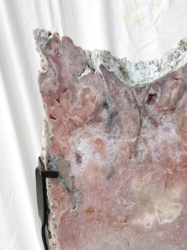 Pink Amethyst Slab on Metal Stand - Unearthed Crystals