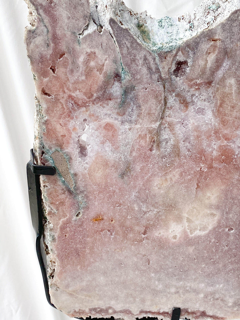 Pink Amethyst Slab on Metal Stand - Unearthed Crystals