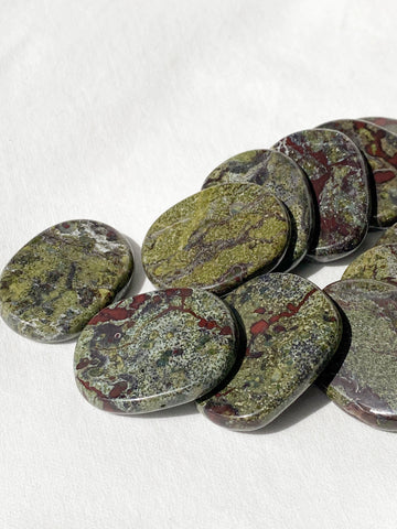 Dragon Blood Jasper Flat Palm Stone - Unearthed Crystals