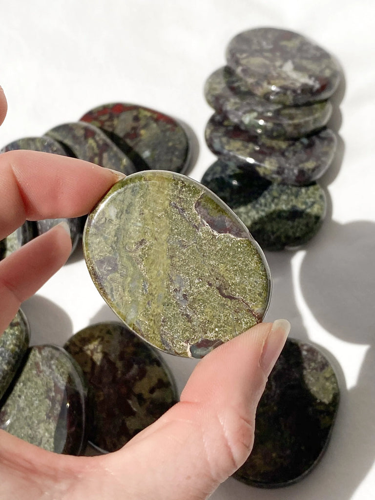 Dragon Blood Jasper Flat Palm Stone - Unearthed Crystals