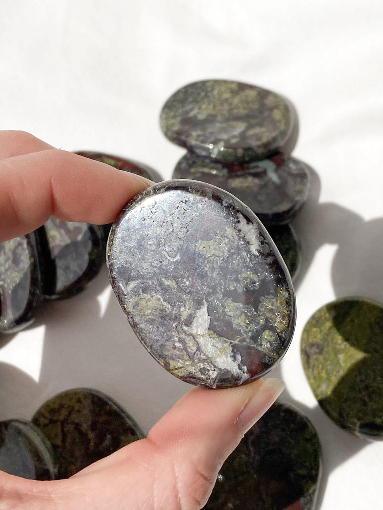 Dragon Blood Jasper Flat Palm Stone - Unearthed Crystals