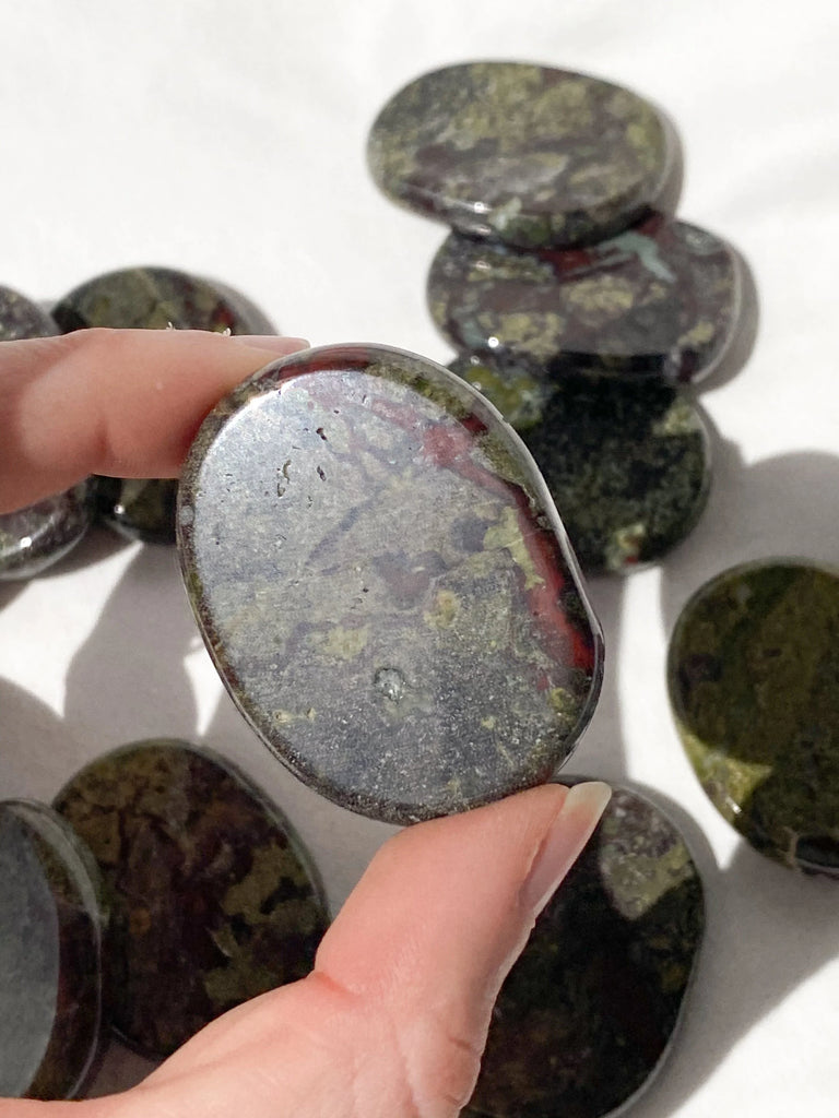 Dragon Blood Jasper Flat Palm Stone - Unearthed Crystals