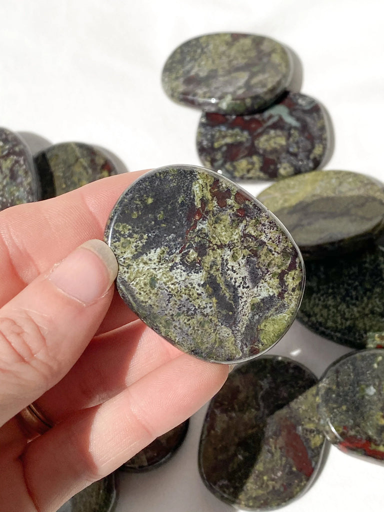 Dragon Blood Jasper Flat Palm Stone - Unearthed Crystals