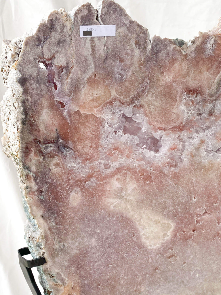 Pink Amethyst Slab on Metal Stand - Unearthed Crystals