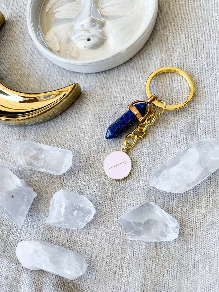 Zodiac + Stone Keyring - Unearthed Crystals