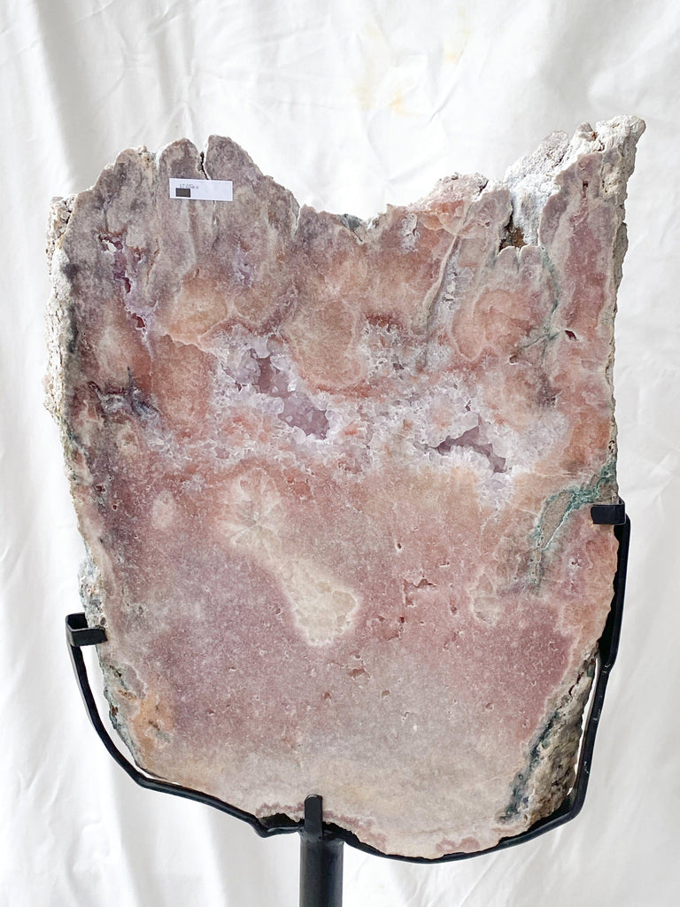 Pink Amethyst Slab on Metal Stand - Unearthed Crystals