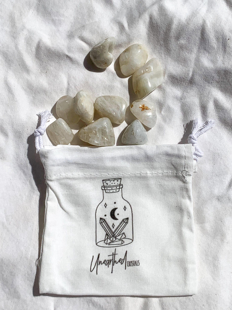 White Moonstone Tumbles | Small - Unearthed Crystals