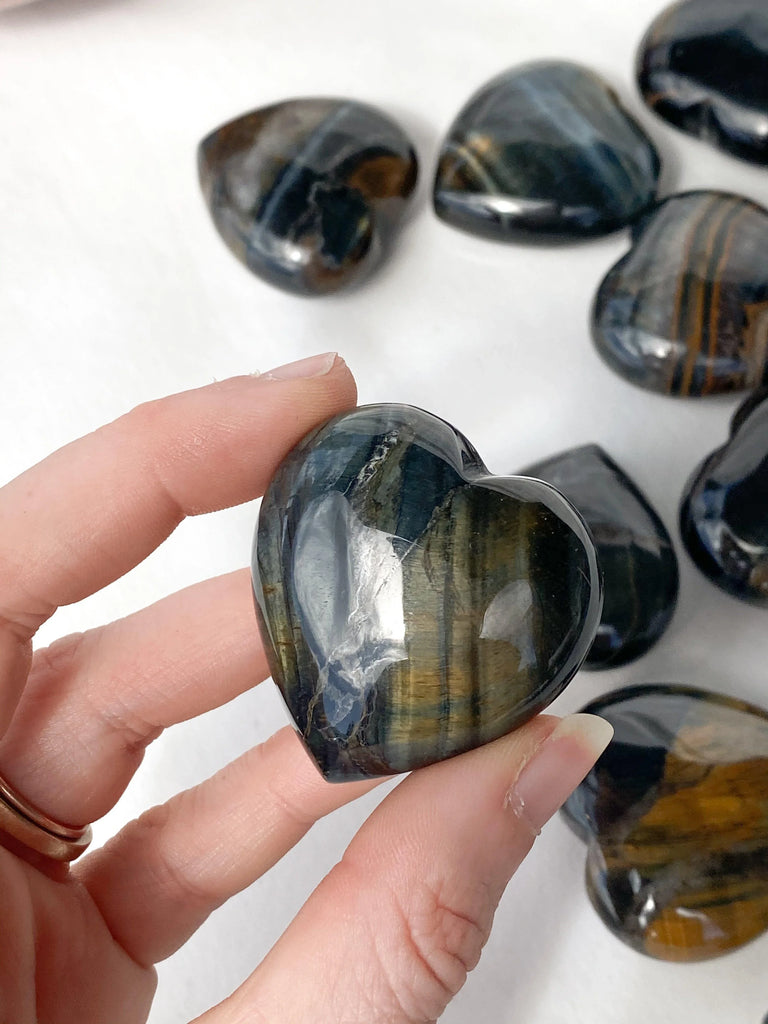 Hawk's Eye Heart | Large - Unearthed Crystals