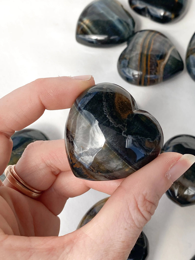 Hawk's Eye Heart | Large - Unearthed Crystals