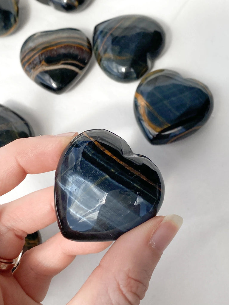 Hawk's Eye Heart | Large - Unearthed Crystals