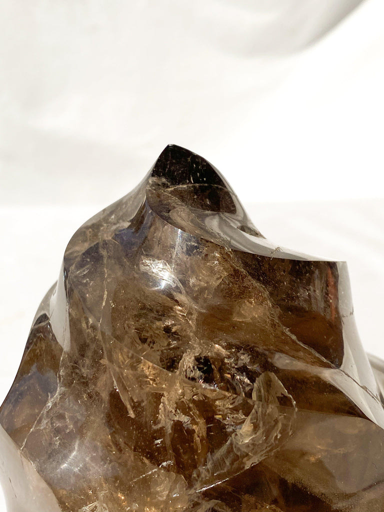 Smokey Quartz Flame Carving - Unearthed Crystals