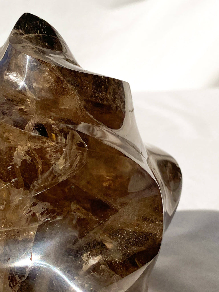 Smokey Quartz Flame Carving - Unearthed Crystals