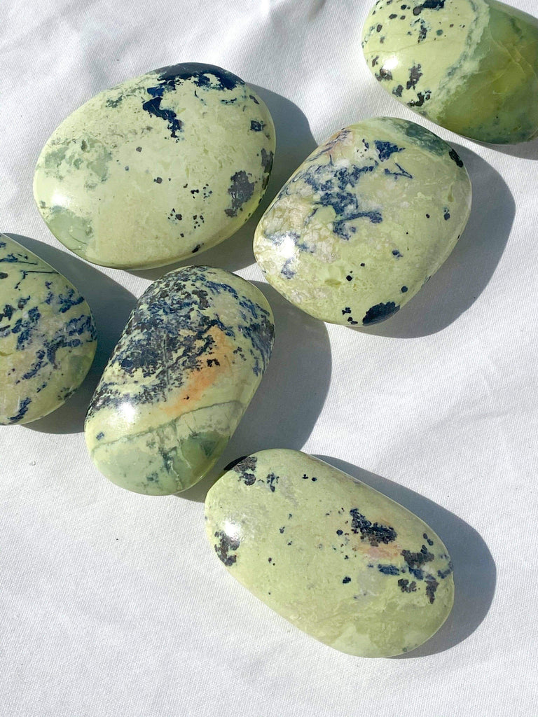 Serpentine + Pyrite Palm Stone | Medium - Unearthed Crystals
