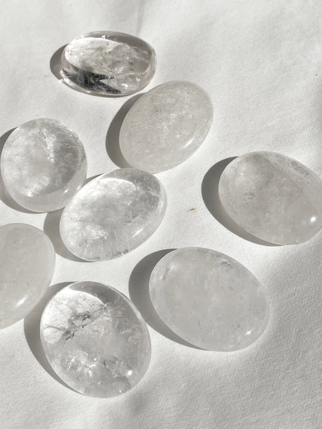 Clear Quartz Pillow Palm Stone - Unearthed Crystals