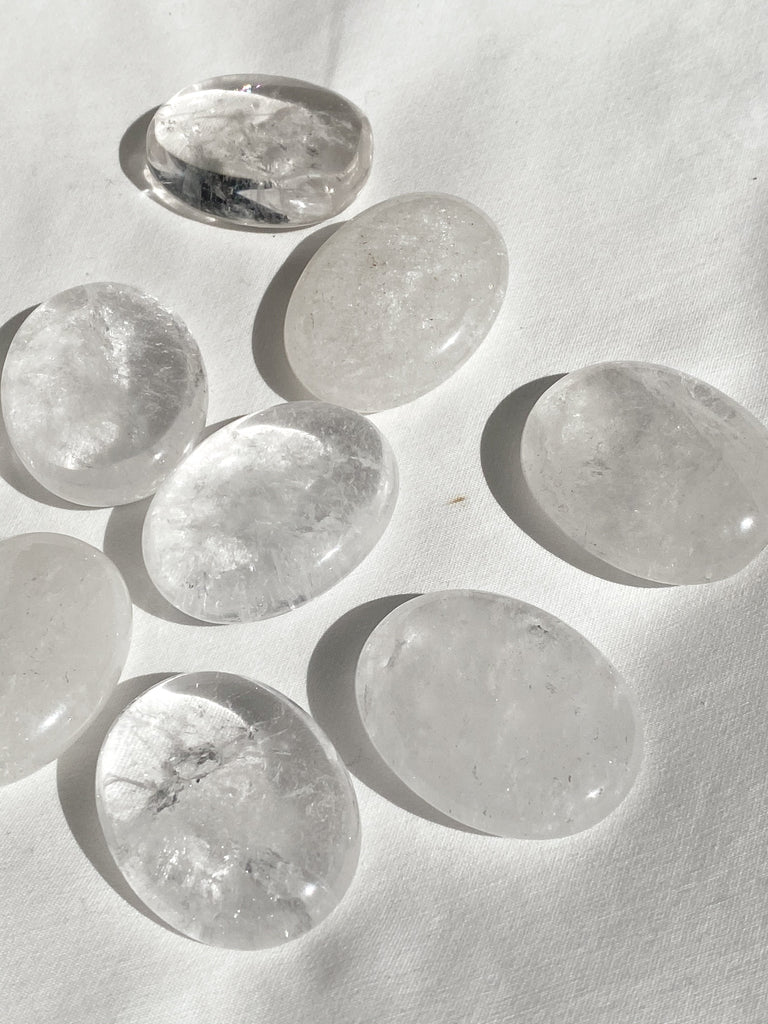 Clear Quartz Pillow Palm Stone - Unearthed Crystals