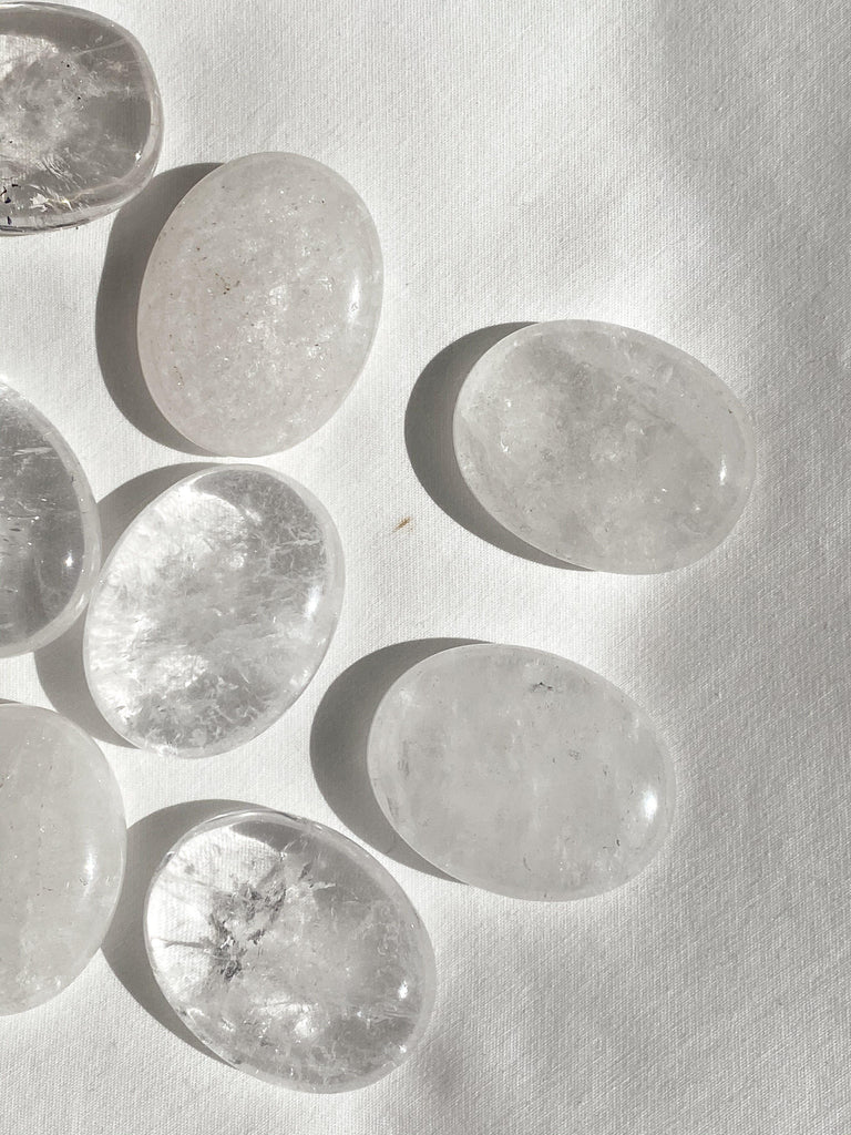 Clear Quartz Pillow Palm Stone - Unearthed Crystals