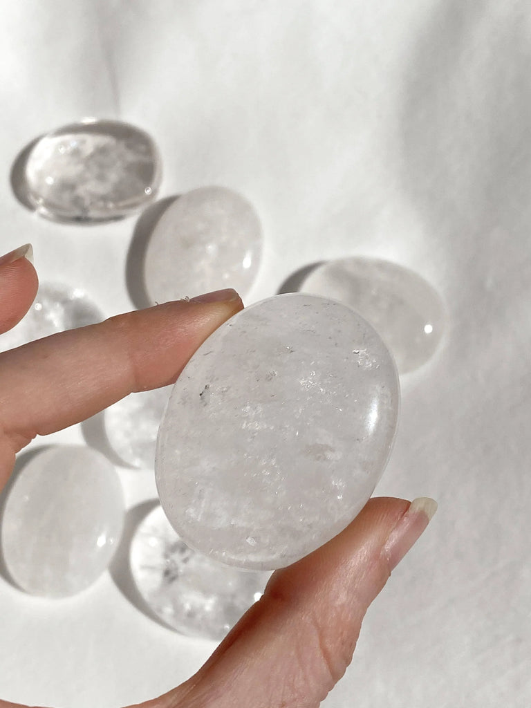 Clear Quartz Pillow Palm Stone - Unearthed Crystals