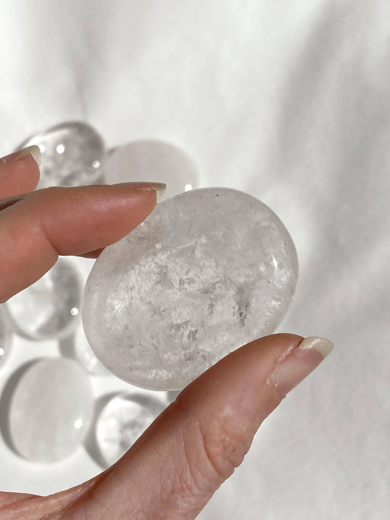 Clear Quartz Pillow Palm Stone - Unearthed Crystals