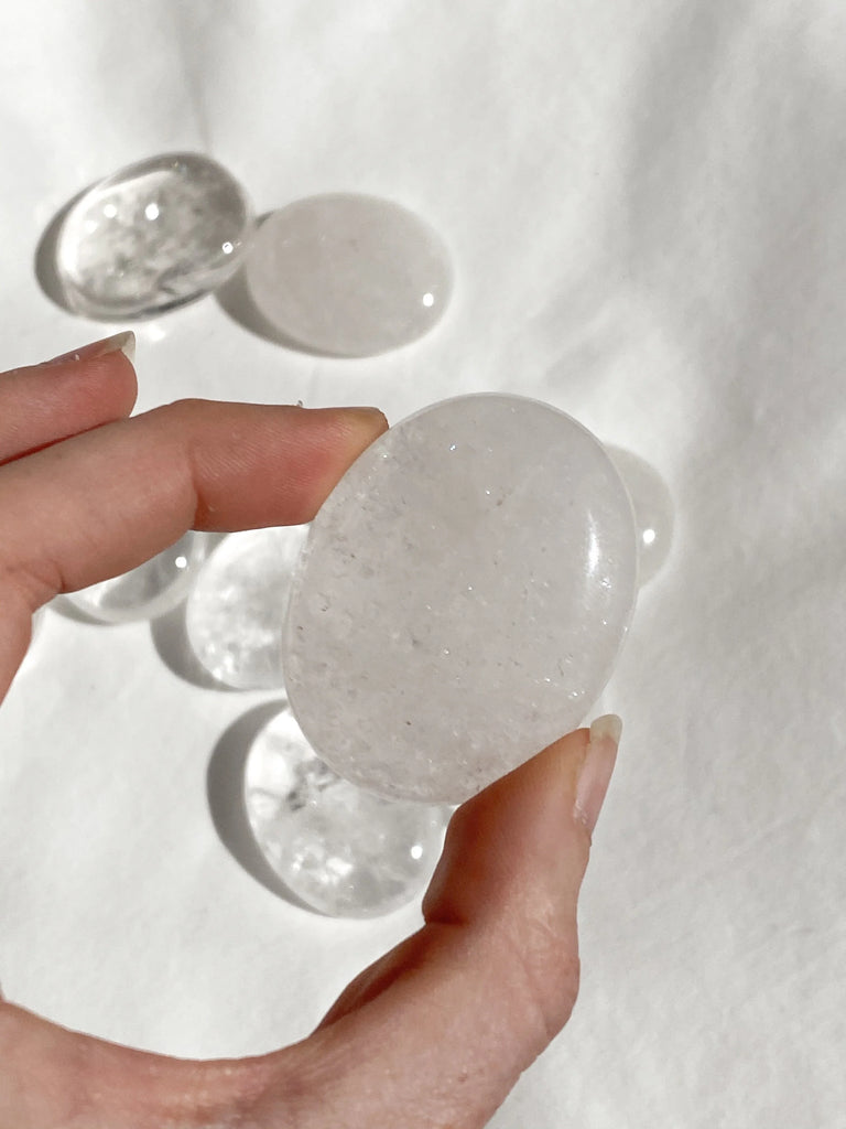 Clear Quartz Pillow Palm Stone - Unearthed Crystals