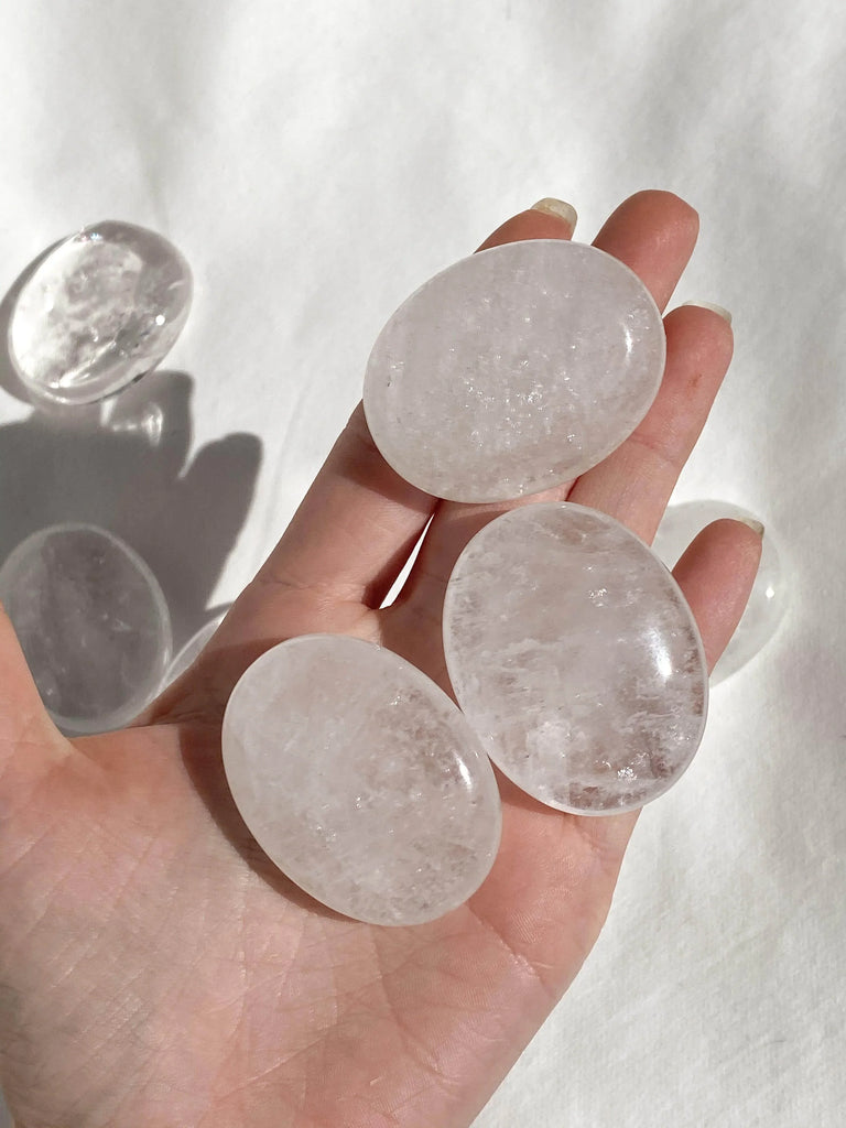Clear Quartz Pillow Palm Stone - Unearthed Crystals