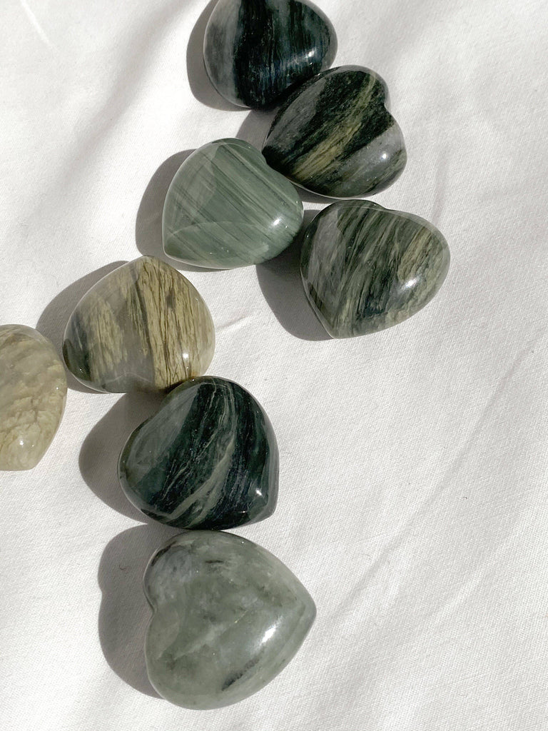 Green Hair Jasper Heart | Medium - Unearthed Crystals