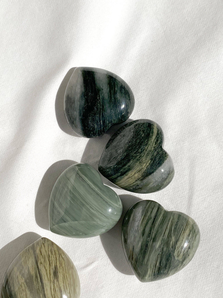 Green Hair Jasper Heart | Medium - Unearthed Crystals