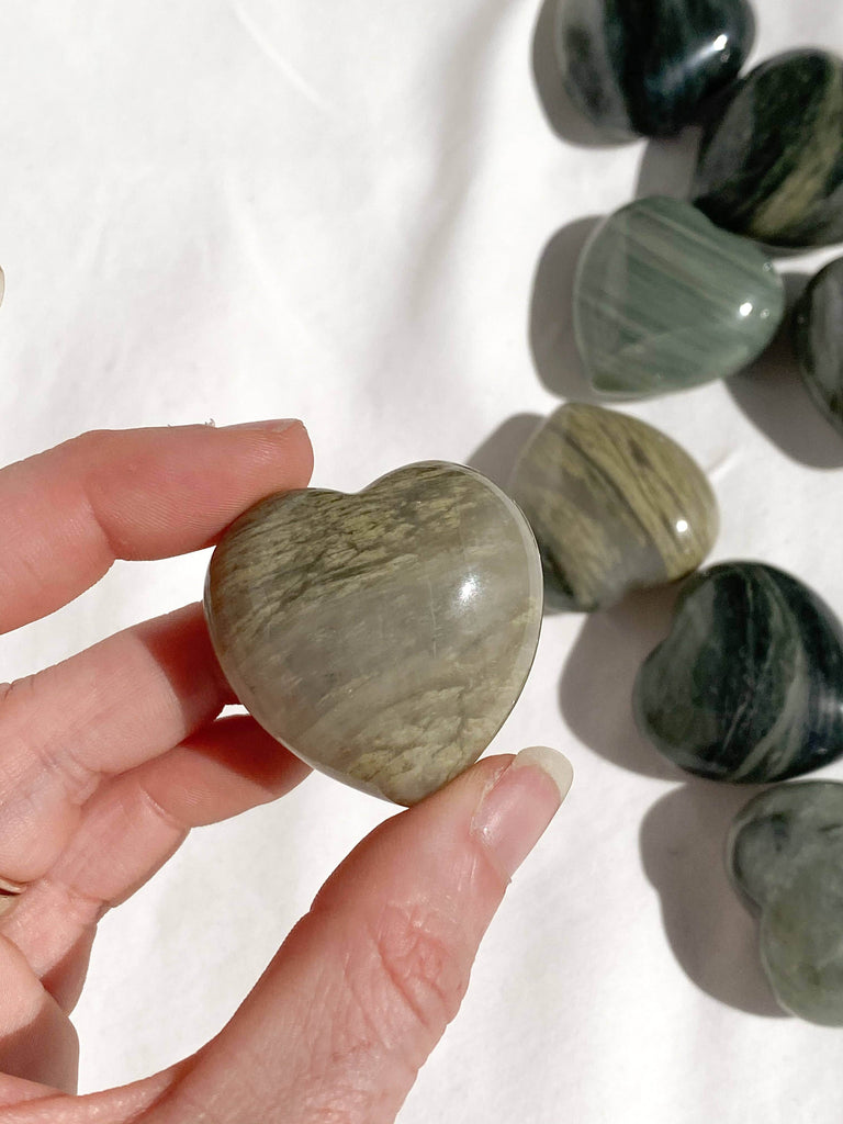 Green Hair Jasper Heart | Medium - Unearthed Crystals