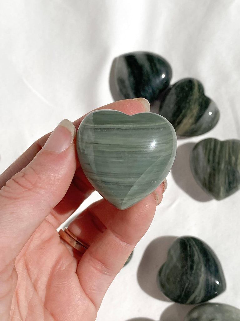 Green Hair Jasper Heart | Medium - Unearthed Crystals