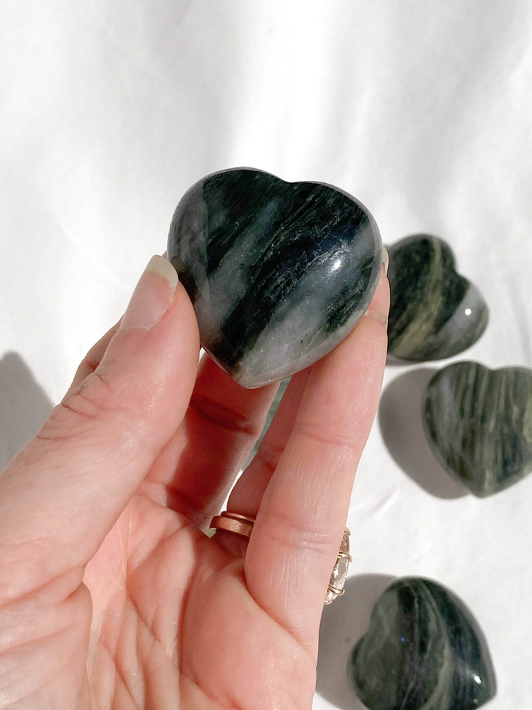 Green Hair Jasper Heart | Medium - Unearthed Crystals