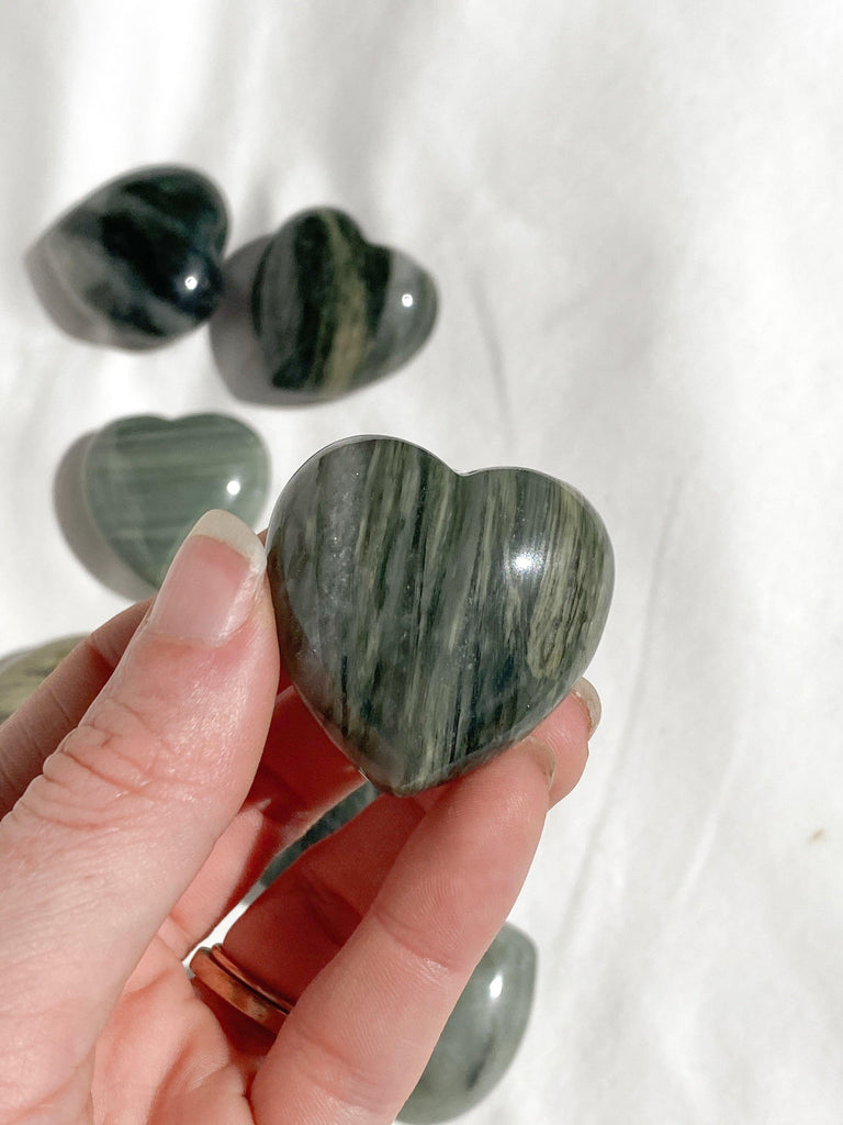 Green Hair Jasper Heart | Medium - Unearthed Crystals