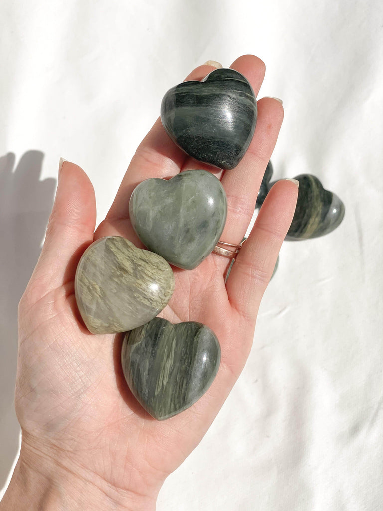 Green Hair Jasper Heart | Medium - Unearthed Crystals