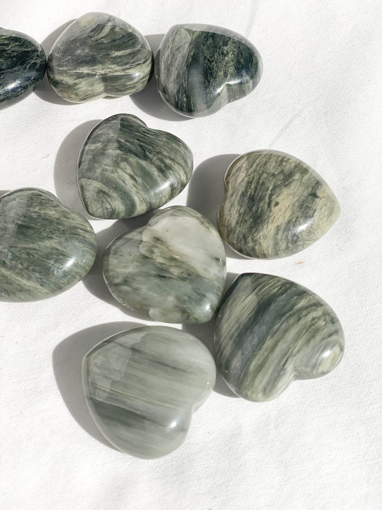 Green Hair Jasper Heart | Large - Unearthed Crystals