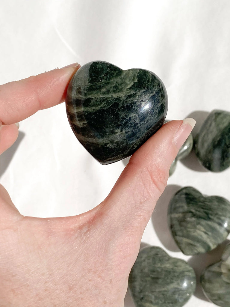 Green Hair Jasper Heart | Large - Unearthed Crystals