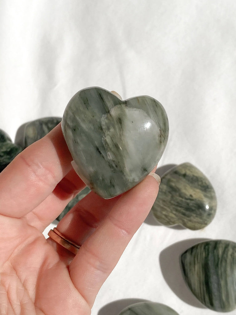 Green Hair Jasper Heart | Large - Unearthed Crystals