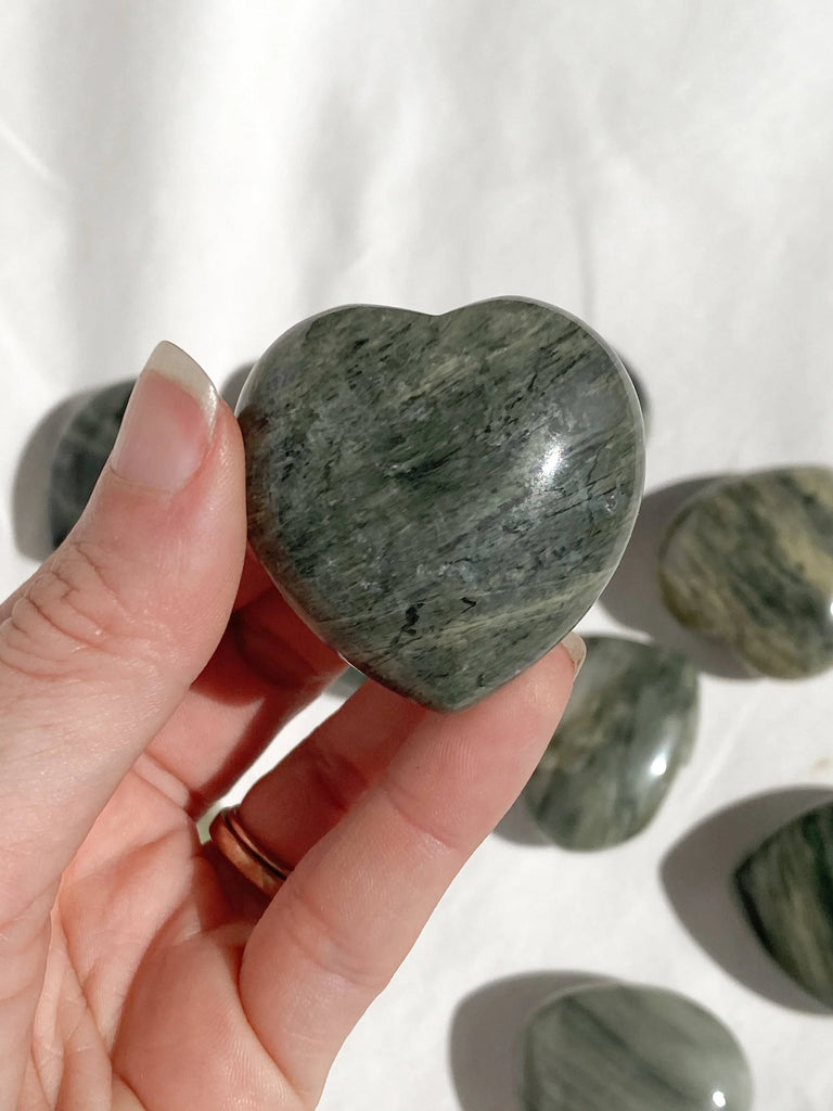 Green Hair Jasper Heart | Large - Unearthed Crystals