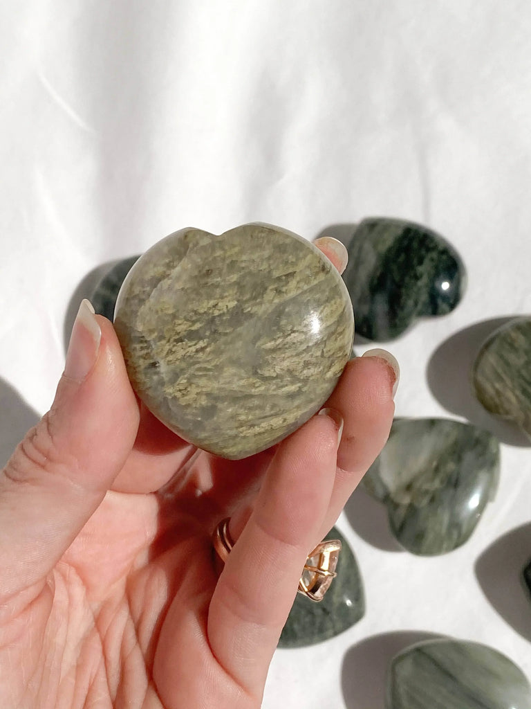 Green Hair Jasper Heart | Large - Unearthed Crystals