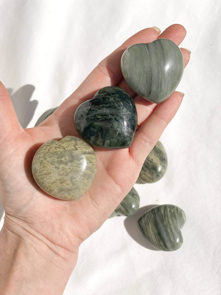 Green Hair Jasper Heart | Large - Unearthed Crystals