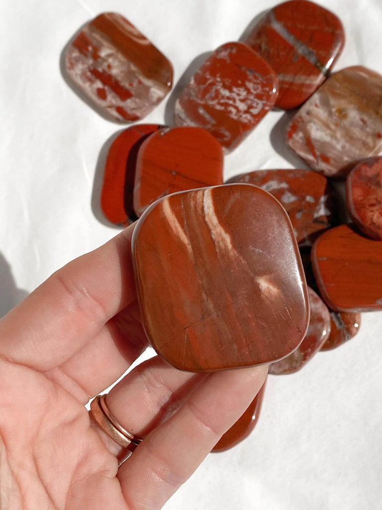 Brecciated Jasper Flat Palm Stone - Unearthed Crystals