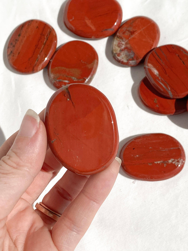 Red Jasper Flat Palm Stone - Unearthed Crystals