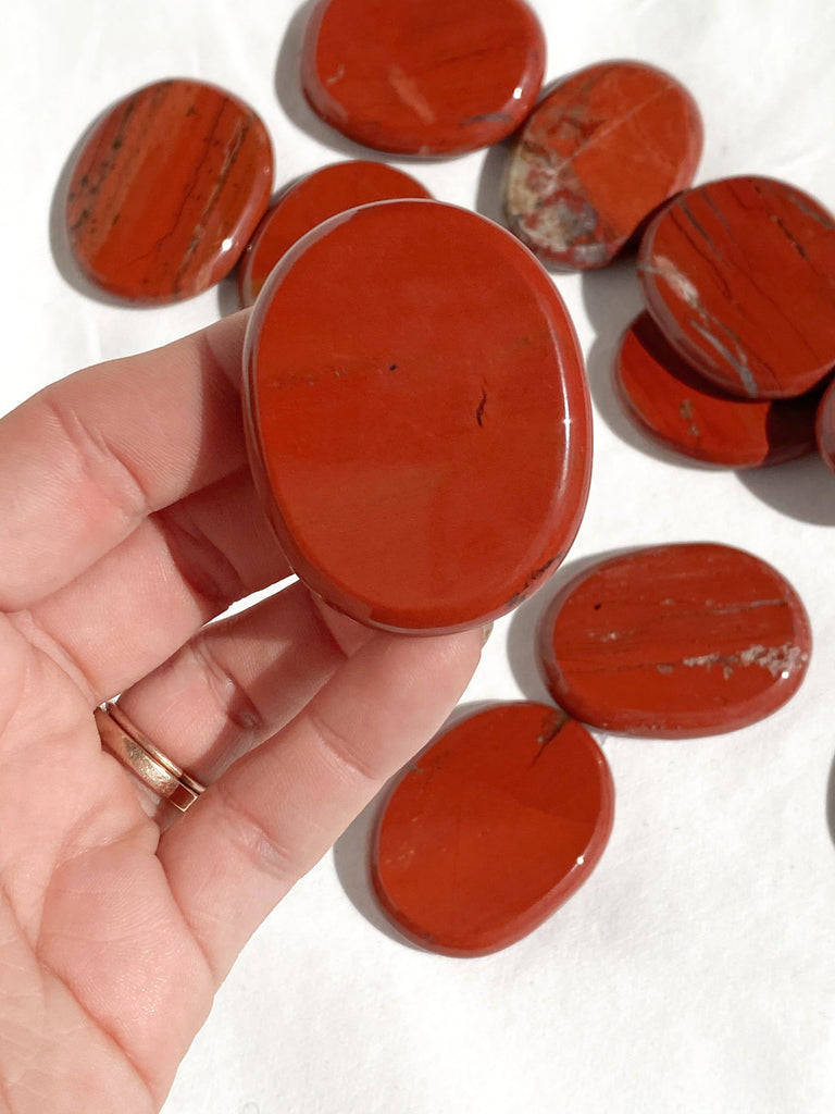 Red Jasper Flat Palm Stone - Unearthed Crystals