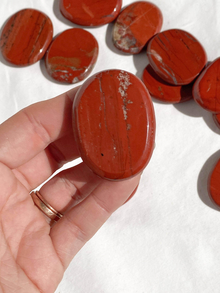 Red Jasper Flat Palm Stone - Unearthed Crystals