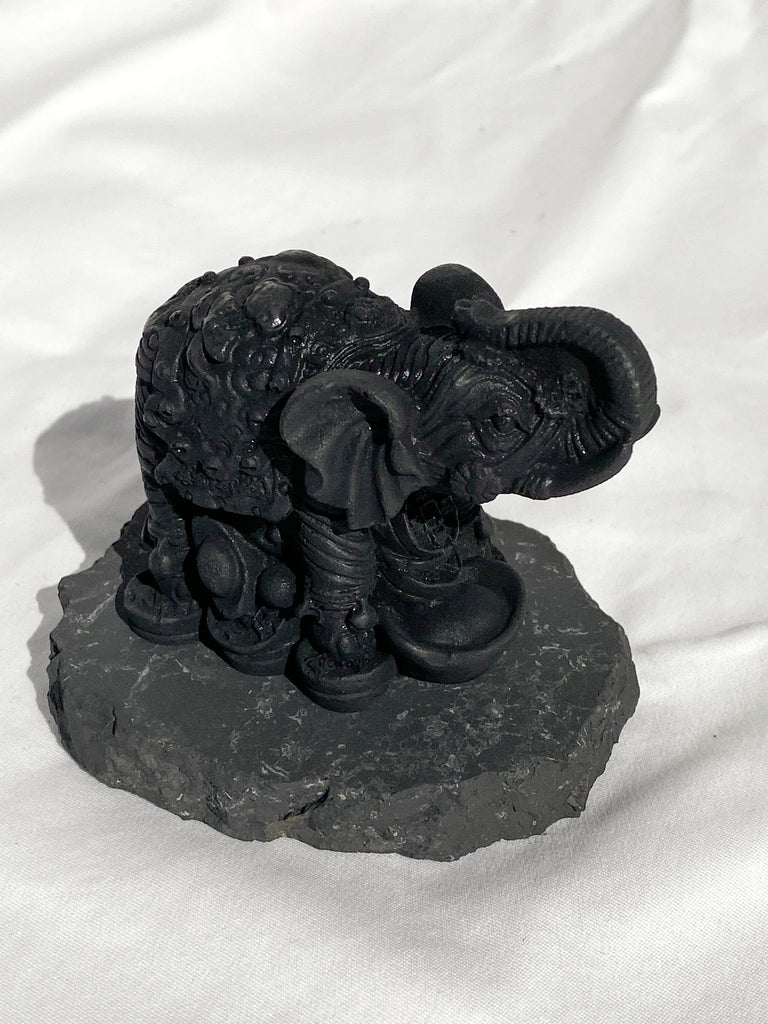 Shungite Carving | "Eli" the Elephant - Unearthed Crystals