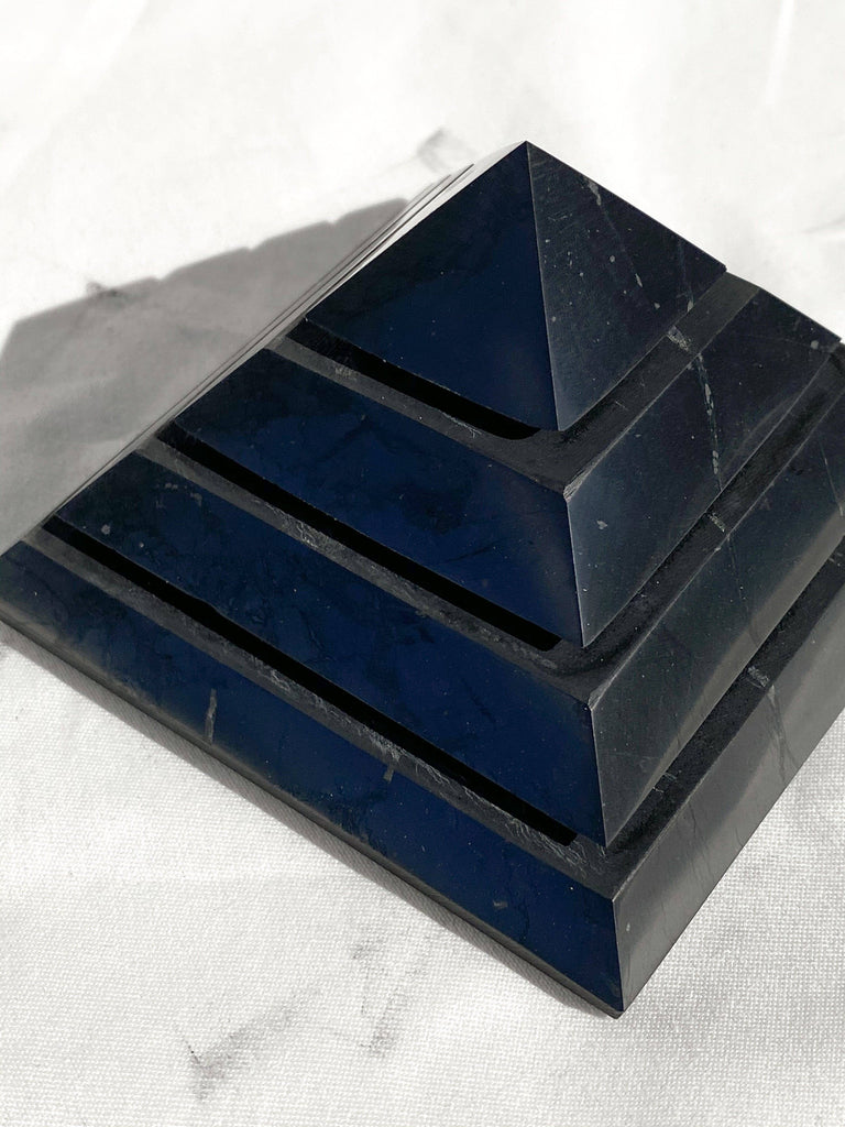 Shungite Sakkara Pyramid | 80mm - Unearthed Crystals