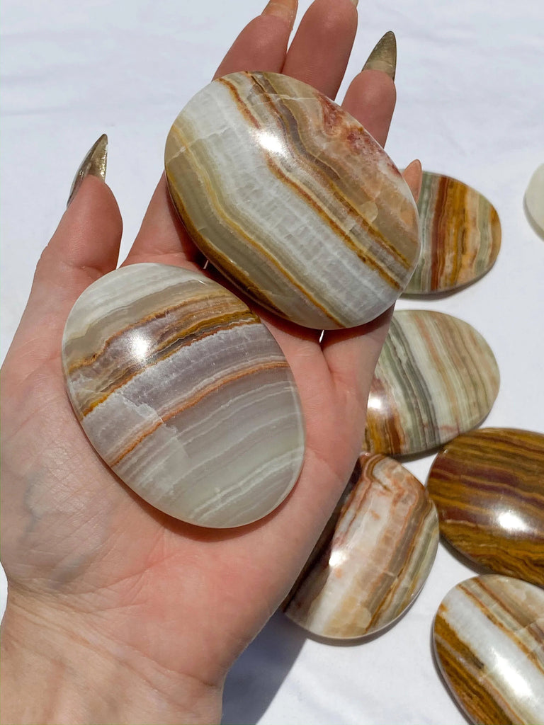 Banded Calcite Palm Stone | Large - Unearthed Crystals
