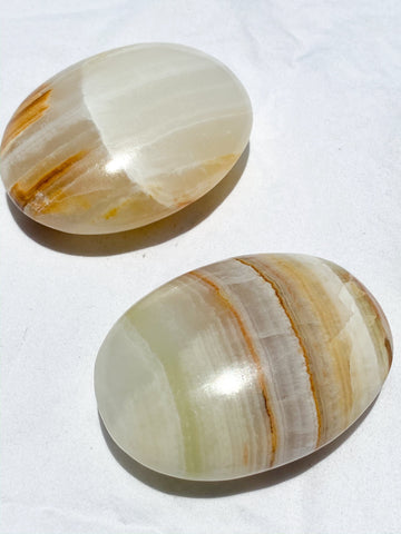 Banded Calcite Palm Stone | XXL - Unearthed Crystals